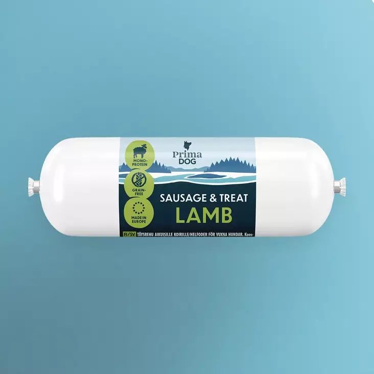 Lammas viljaton treenimakkara 80g PrimaDog - Koiran herkut ja makupalat - 059015 - 1