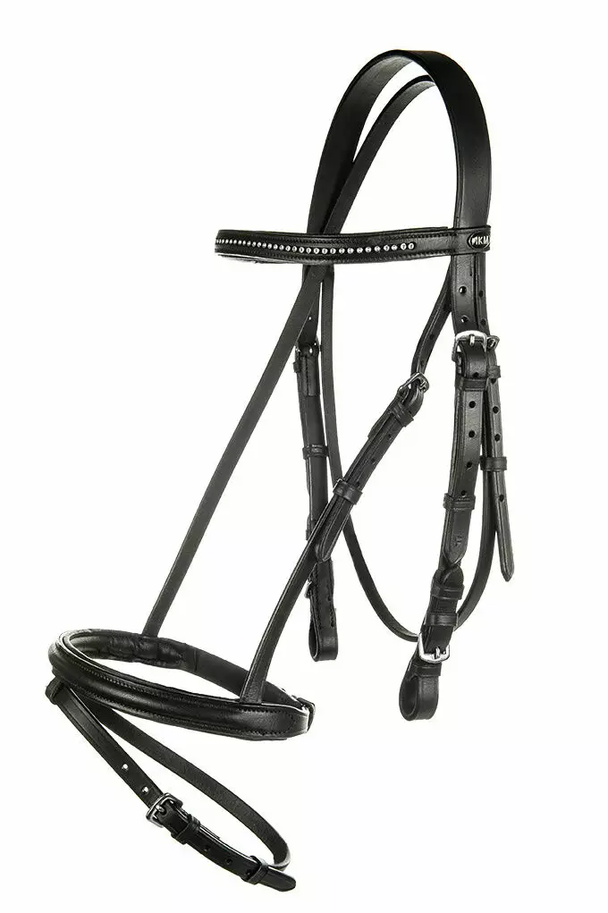 Nahkasuitset Economic ohjilla musta HKM-sports - Ratsuhevosen suitset ja turpahihnat - 055205 - 1