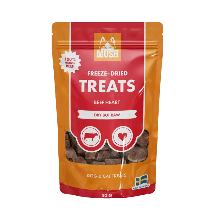 Pakastekuivattu naudan sydän 55g MUSH Treats - Koirien puruluut - 051045 - 1