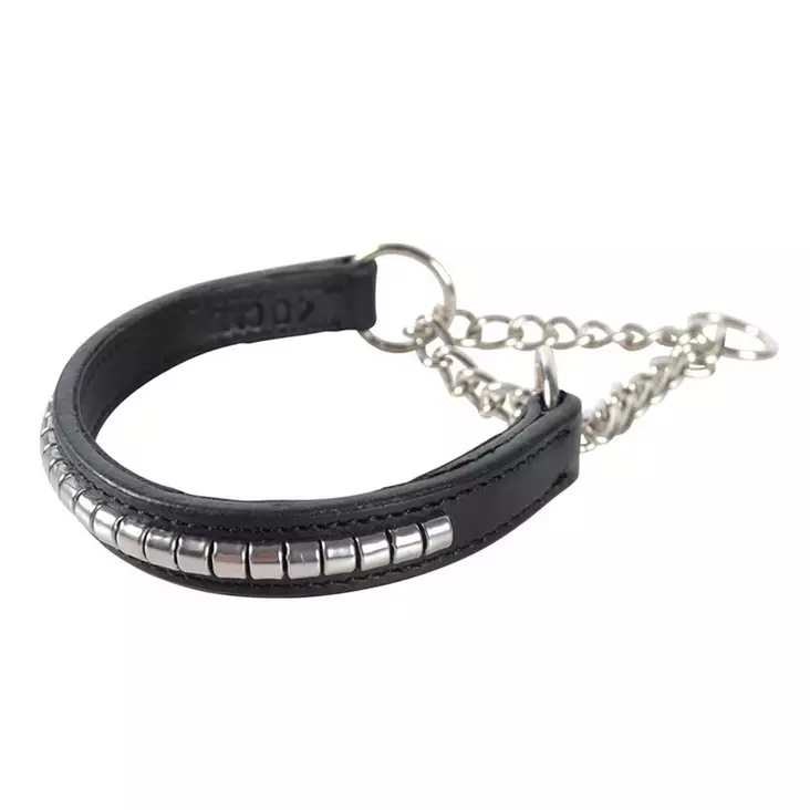 Puolikiristävä nahkapanta Clincher musta Hansbo Sport - Koiran puolikiristävät pannat - 056525 - 1