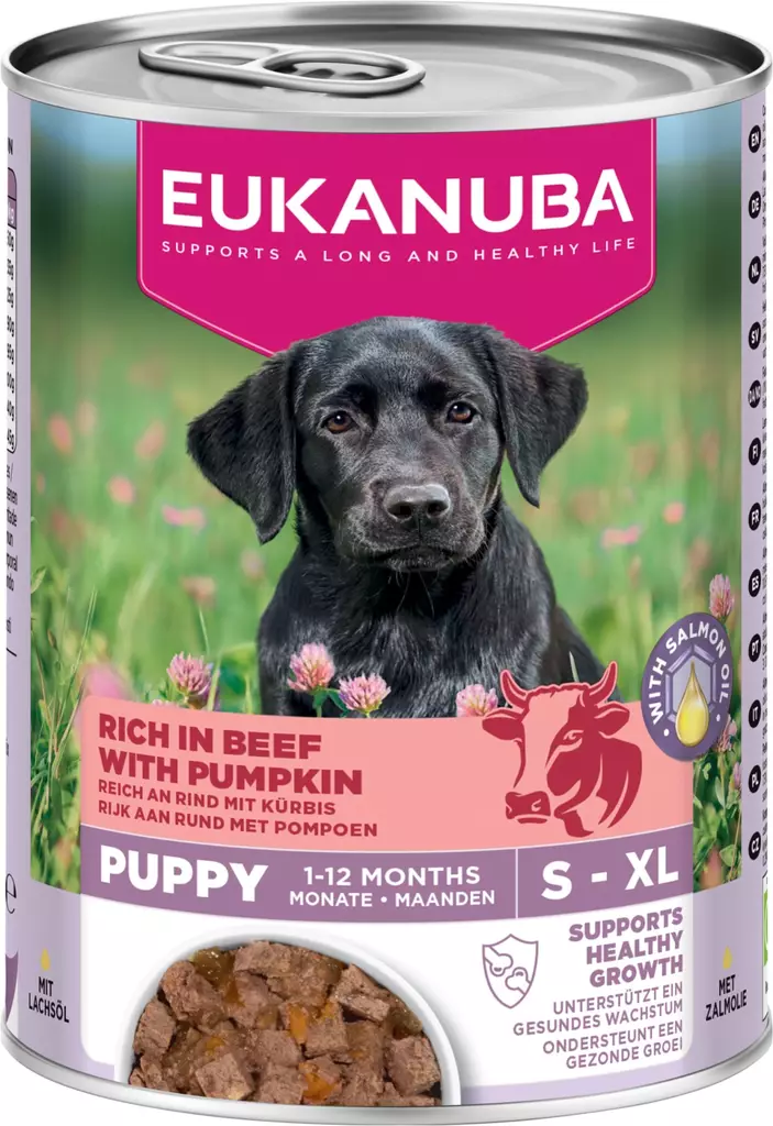 Puppy Kana Nauta Kurpitsa 400g säilyke Eukanuba - Säilykeet pennuille ja kasvatukseen - 055235 - 1