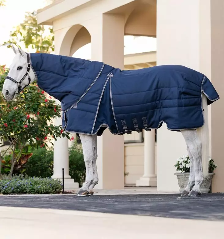 Talliloimi Rambo Optimo Stable Plus 200g irrotettavalla kaulakappaleella navy-thunderstorm grey & silver Horseware - Hevosen toppatalliloimet - 055405 - 1