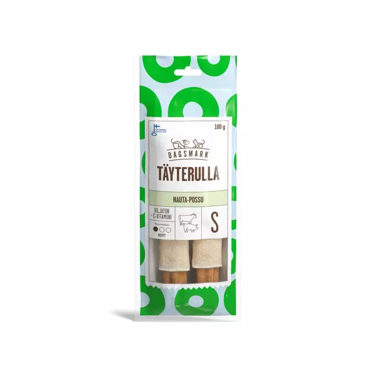 Täyterulla Nauta-possu S 2kpl 100g Dagsmark - Koirien puruluut - 051935 - 1