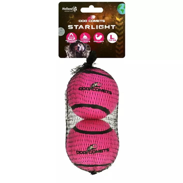 Tennispallo Starlight 2kpl L 7,5cm Dog Comets - Koiran pallot ja heittolelut - 057705 - 1