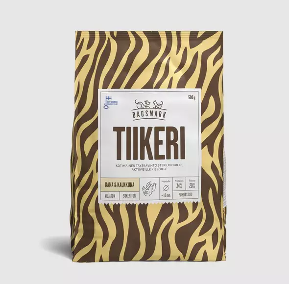 TIIKERI viljaton kana 500g Dagsmark - Kissan kuivaruoat aikuisille kissoille - 050405 - 1