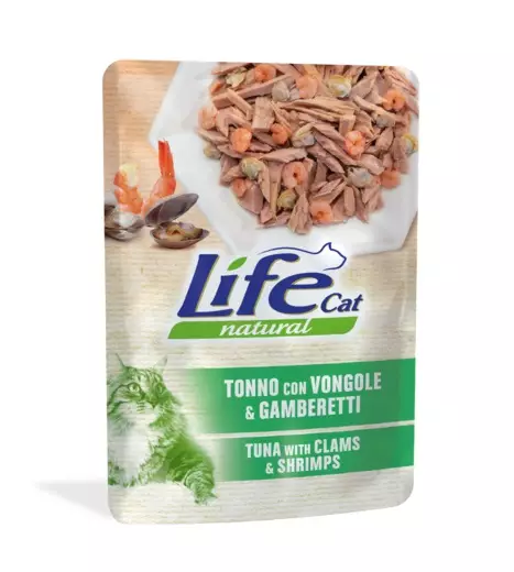 Tonnikala Simpukka Katkarapu 70g LifeCat - Aikuisten kissojen säilykkeet - 044045 - 1