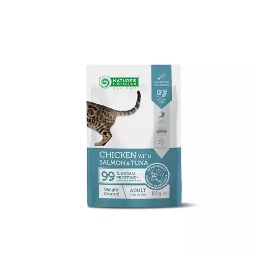 Weight Control kana - lohi - tonnikala 100g Nature's Protection cat - Aikuisten kissojen säilykkeet - 053475 - 1