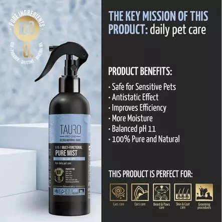 Puhdistava suihke 6in1 Pure Mist 250ml Tauro Pro Line - Koiran korvat ja silmät - 057256 - 2