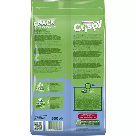 Crispy Snack Popcorn 550g Versele Laga - Pieneläinten herkut ja namipalat - 058036 - 2