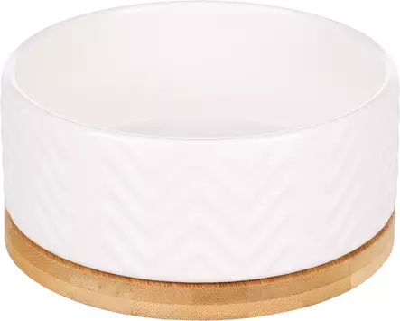 Keramiikkakuppi Bianco bambualustalla valkoinen 990ml Flamingo - Koiran keramiikkakupit - 057676 - 1