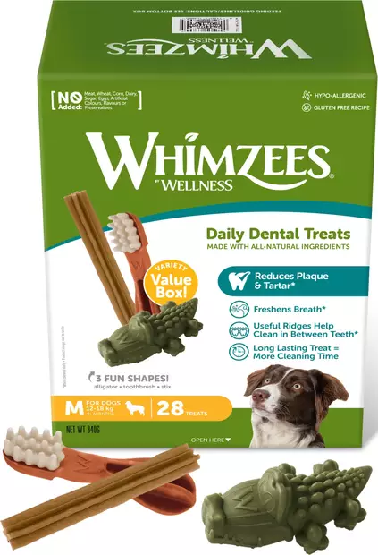 Lajitelmaboxi M 28kpl 840g Whimzees - Koiran herkut ja makupalat - 021596 - 2