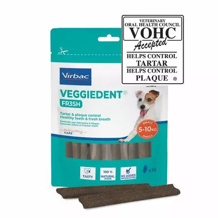 VeggieDent Fresh 5-10kg 15kpl Virbac - Koirien funktionaaliset makupalat - 000736 - 2