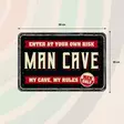 Metallikyltti "Enter at your own risk. Man cave. My cave, my rules" 30x20cm Flamingo - Varoitus- ja huomiokyltit - 059316 - 2