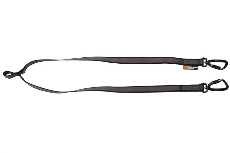 Jakaja taluttimeen Touring Double 23mmx0,72m harmaa turvalukolla Non-stop dogwear - Koiran nylontaluttimet - 014176 - 1