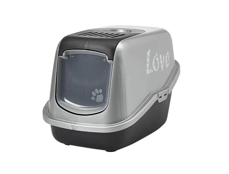 Kattovessa Nestor LOVE 56x39x38,5cm hopea / musta Savic - Kissan katetut vessat - 019626 - 1