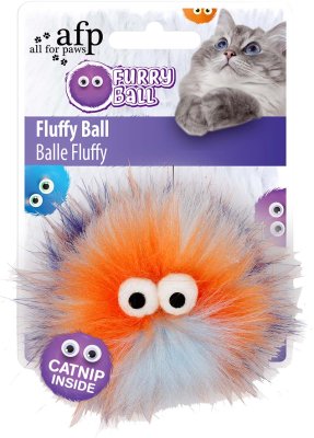 Kissanlelu FluffyBall oranssi 9,5cm afp - Kissan pallot - 011796 - 1