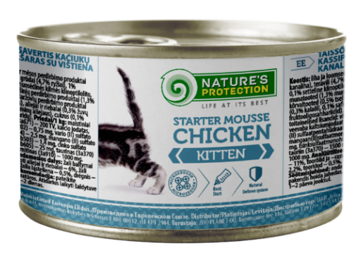 Kitten Starter Mousse kana 200g Nature's Protection - Kissanpennun säilykkeet ja kasvatusruoat - 033026 - 1