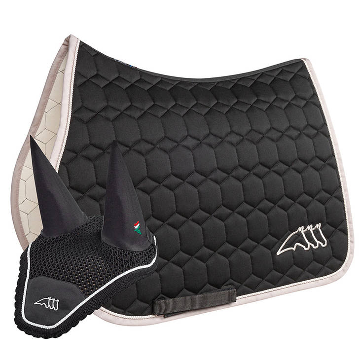 Korvahuppu musta-beige Full Equiline - Ratsuhevosen huput ja korvapallot - 035626 - 1