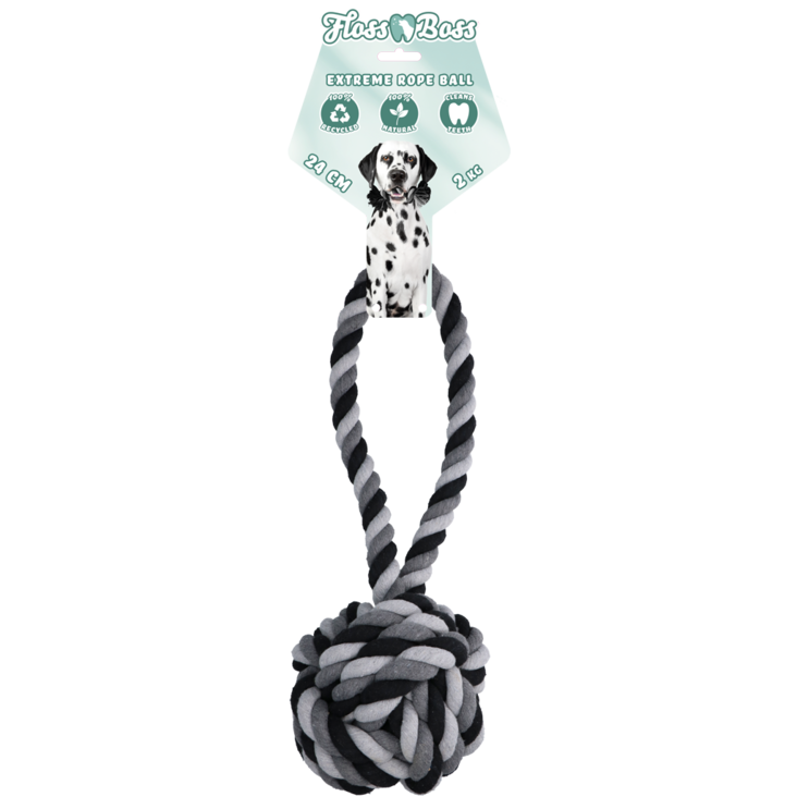 Köysipallo Dental 60cm kahvalla 2kg Floss Boss - Koiran köysilelut - 035346 - 3
