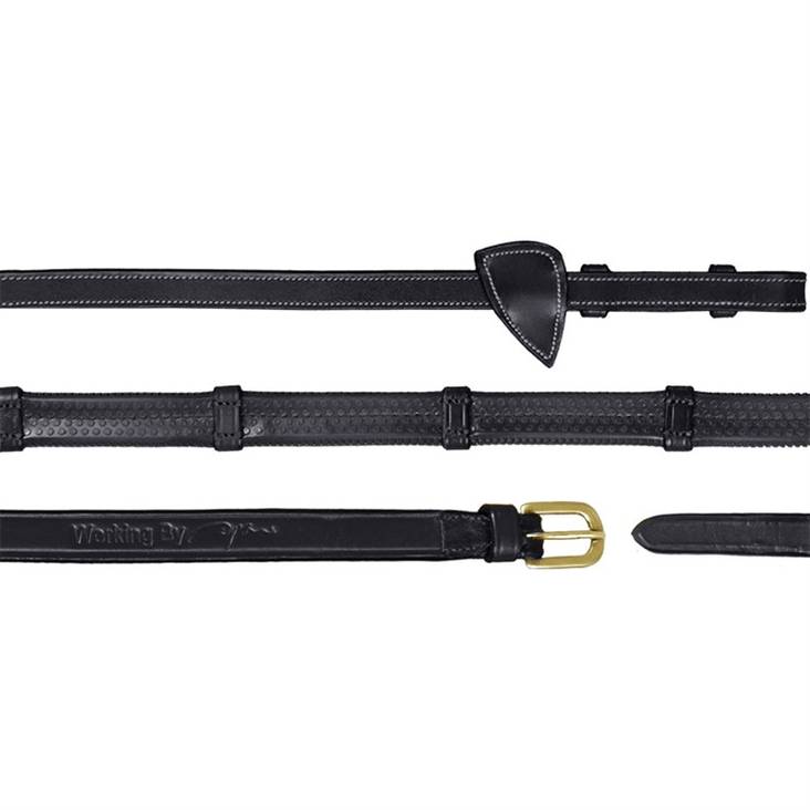 Kumiohjat stopparein 13mm mustat messinkisoljet Working Collection Dyon - Ratsuhevosen ohjat ja apuohjat - 029386 - 1