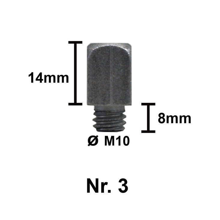 Nurmihokki No3 14mm 8/M10 KPL Tuna - Hevosenkengän hokit ja hokkiavaimet - 009636 - 1