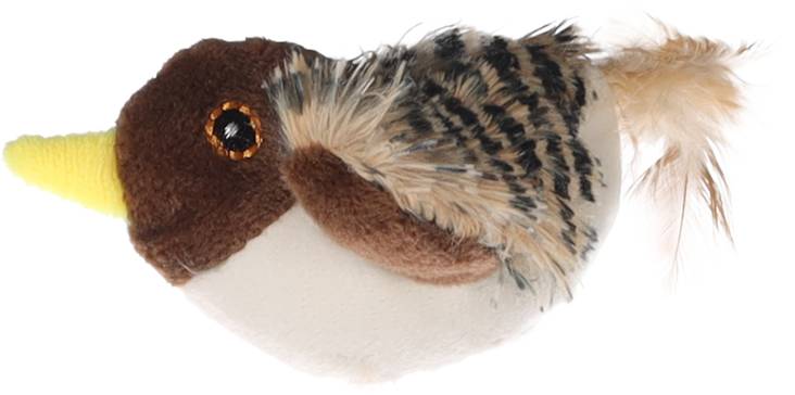 Plyyshilintu höyhenillä ja kissanmintulla 13cm Flamingo - Kissan hiiret, linnut, perhoset ym. - 038236 - 1