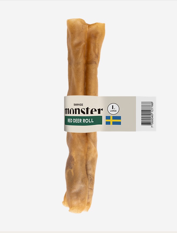 Pururulla Saksanhirvi Rawhide Red Deer Roll L 20cm KPL monster - Koirien puruluut - 039456 - 1