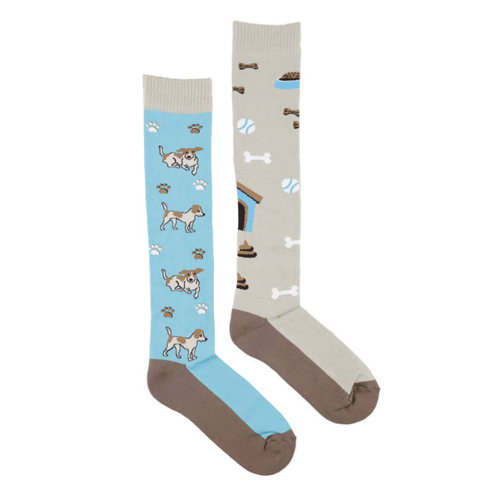 Ratsastussukat Happy Pair "Dog'' ruskea-siniset USG - Ratsastajan asusteet - 035606 - 1