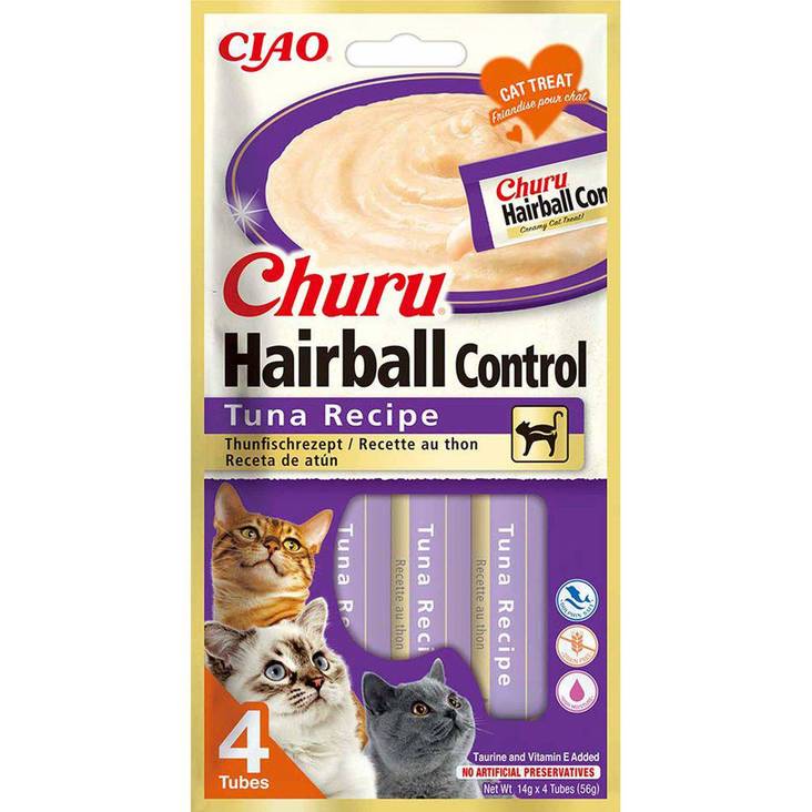 Tonnikalaherkku Hairball Controll 4x14g Churu - Kissan herkut ja makupalat - 037776 - 1