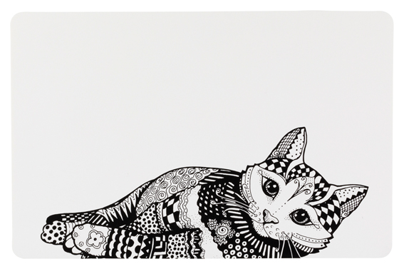 Ruokailualusta 44x28cm Zentangle musta-valkoinen Trixie - Kissan ruokinta-alustat - 008196 - 1