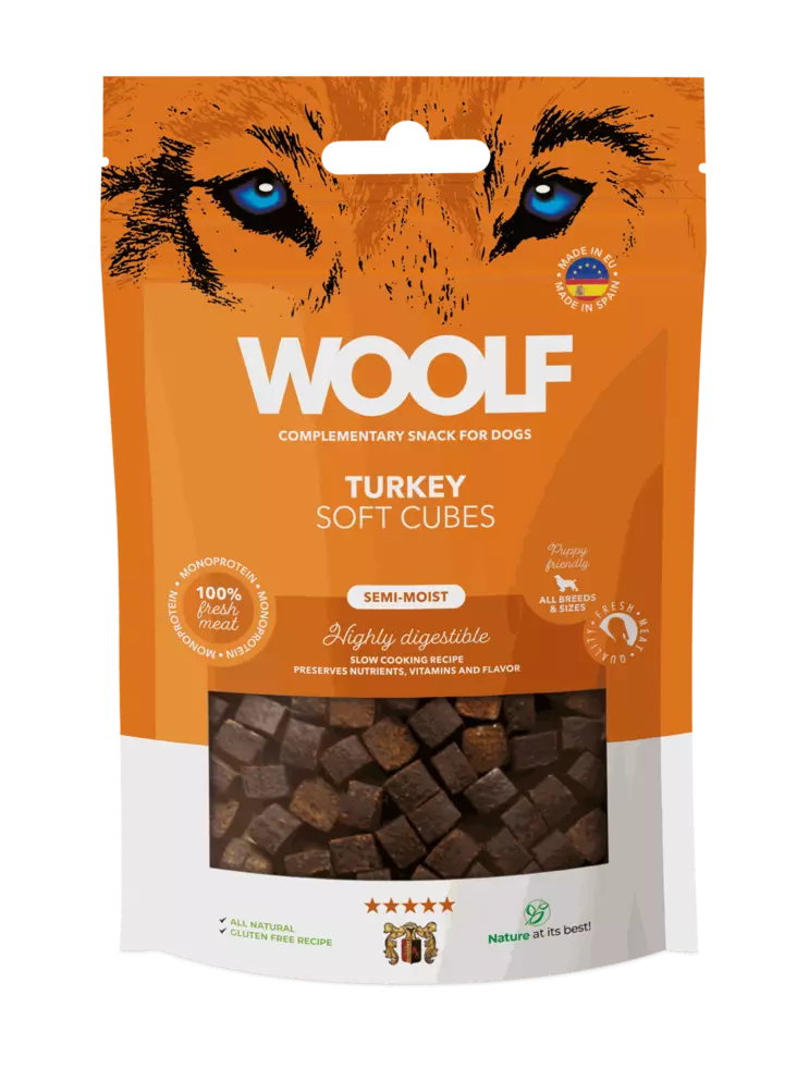 Kalkkuna monoprotein 100g namikuutio Soft Cubes Woolf - Koiran herkut ja makupalat - 052616 - 1