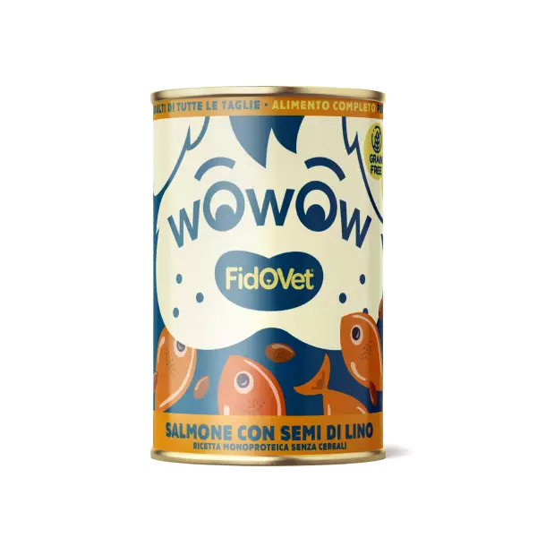Salmon with Flax Seeds 400g Wowow FidoVet - Koiran säilykkeet aikuisille koirille - 053216 - 1