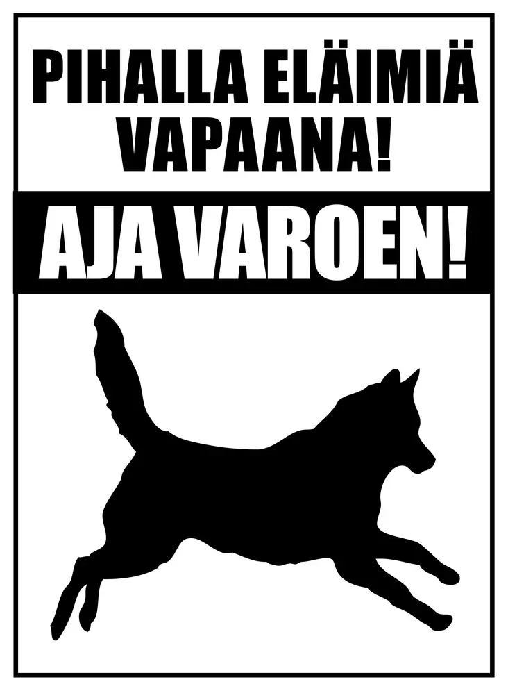 Kyltti Pihalla eläimiä vapaana! spk - Varoitus- ja huomiokyltit - 055966 - 1
