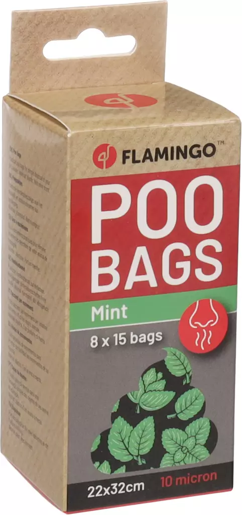 Kakkapussi mintuntuoksu 8x15kpl musta-vihreä Flamingo - Koiran kakkapussit ja pidikkeet - 057526 - 1
