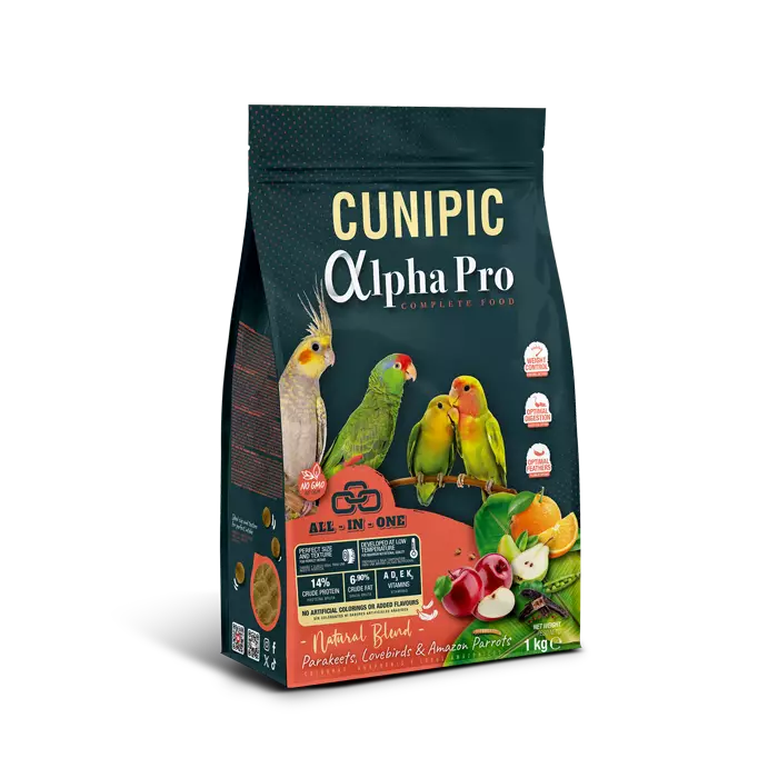 Alpha Pro Natural Blend all-in-one pelletti Cunipic ( Parakeets, Lovebirds, Amazon Parrots ) - Lemmikkilintujen ruoka - 053676 - 1