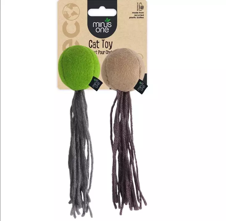 Huopapallot kissanmintulla ja hapsuilla 2kpl Minus One - Kissan pallot - 047606 - 1