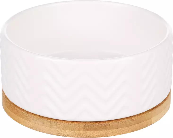 Keramiikkakuppi Bianco bambualustalla valkoinen 990ml Flamingo - Koiran keramiikkakupit - 057676 - 1