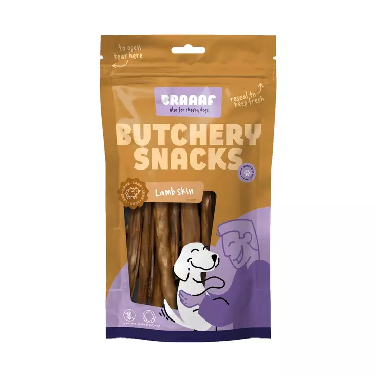 Lampaan nahkatikut 100g Butchery Snacks Braaaf - Koiran herkut ja makupalat - 055846 - 1