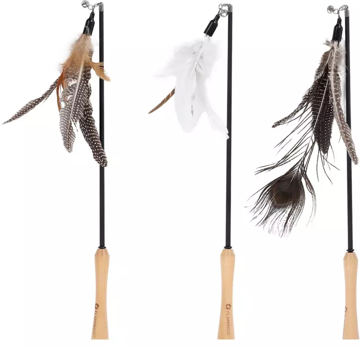 Leluhuiska Tyra säädettävällä varrella 47-77cm mix Flamingo - Kissan huiskat ja onkilelut - 050506 - 1