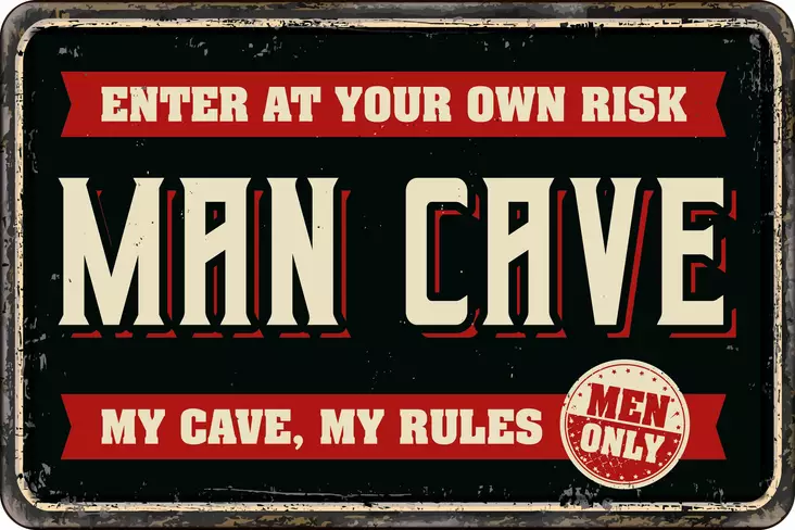 Metallikyltti "Enter at your own risk. Man cave. My cave, my rules" 30x20cm Flamingo - Varoitus- ja huomiokyltit - 059316 - 1