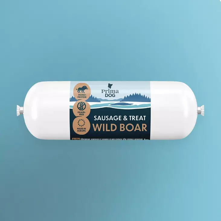 Villisika viljaton treenimakkara 80g PrimaDog - Koiran herkut ja makupalat - 059016 - 1