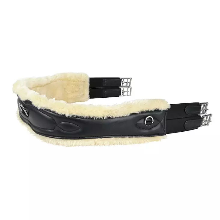 Yleissatulavyö Faux Fur anatominen tekoturkis + vegaanista nahkaa musta HS Hansbo Sport - Ratsun satulavyöt - 052746 - 1