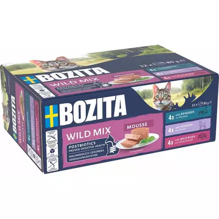 Wild Mix 12x85g mousse Bozita cat - Aikuisten kissojen säilykkeet - 053837 - 1