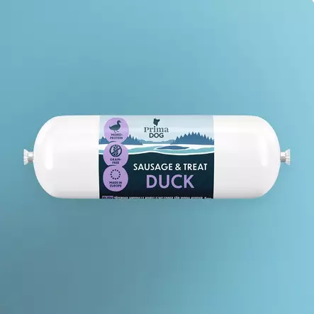 Ankka viljaton treenimakkara 80g PrimaDog - Koiran herkut ja makupalat - 059017 - 1