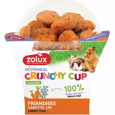 Crunchy Cup Porkkana - pellavansiemenherkku 200g Zolux - Pieneläinten herkut ja namipalat - 059587 - 1