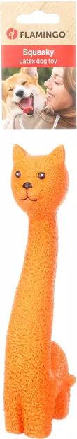 Lateksikissa Chicha Cat 23cm oranssi Flamingo - Koiran vinyyli-, latex- ja valolelut - 055537 - 2