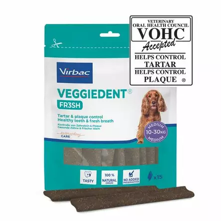 VeggieDent Fresh 10-30kg 15kpl Virbac - Koirien funktionaaliset makupalat - 000737 - 2