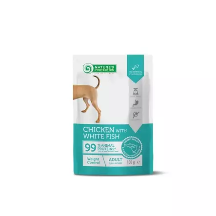 Weight Control kana - valkokala 100g Nature's Protection dog - Koiran säilykkeet aikuisille koirille - 053477 - 1