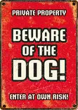 Metallikyltti "Private property - Beware of the Dog! - Enter at own risk!" 21x14,8cm Flamingo - Varoitus- ja huomiokyltit - 059337 - 1