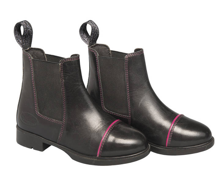 Jodhpur Pink Piping musta nahkaa Horse Comfort - Ratsastuskengät ja -saappaat - 030897 - 1